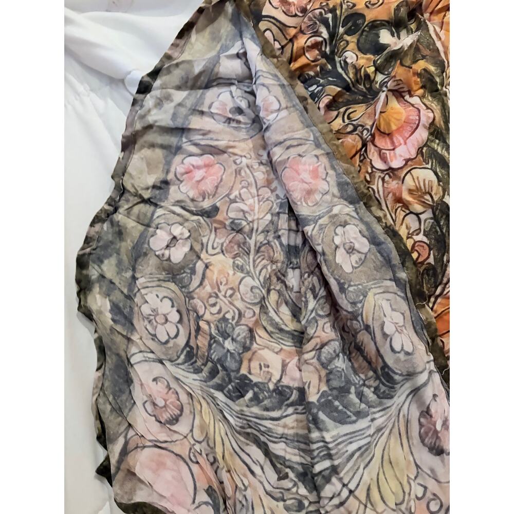 Natural Life Boho Floral Wide Leg Pants Small Coral Palazzo Elastic Waist - Picture 3 of 13